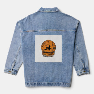Halloween Baseball Maker Flying Witch Wooden Moon Denim Jacket