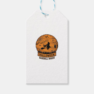 Halloween Baseball Maker Flying Witch Wooden Moon Gift Tags