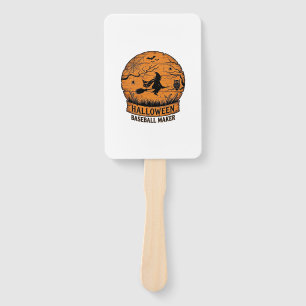 Halloween Baseball Maker Flying Witch Wooden Moon Hand Fan