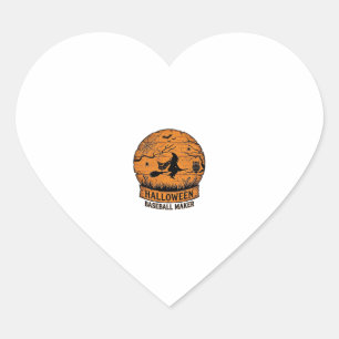 Halloween Baseball Maker Flying Witch Wooden Moon Heart Sticker