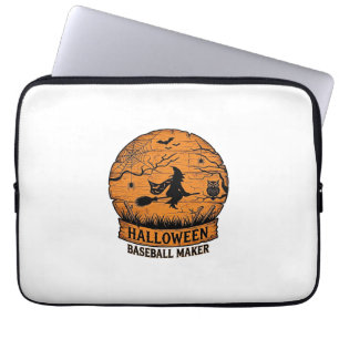 Halloween Baseball Maker Flying Witch Wooden Moon Laptop Sleeve