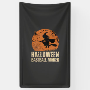 Halloween Baseball Maker Vintage Witch Graphic Banner
