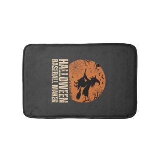 Halloween Baseball Maker Vintage Witch Graphic Bath Mat