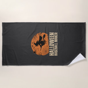 Halloween Baseball Maker Vintage Witch Graphic Beach Towel