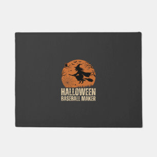 Halloween Baseball Maker Vintage Witch Graphic Doormat