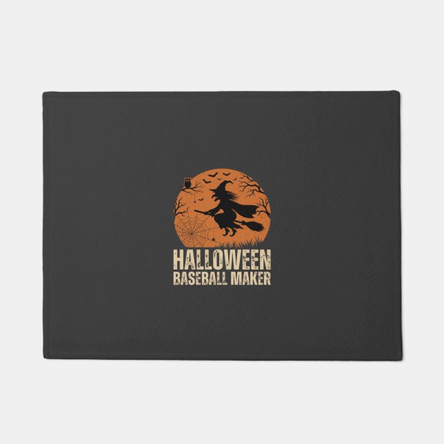 Halloween Baseball Maker Vintage Witch Graphic Doormat (Front)