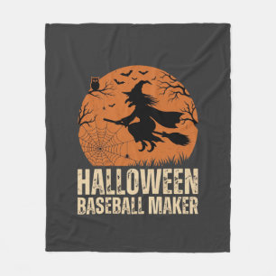 Halloween Baseball Maker Vintage Witch Graphic Fleece Blanket