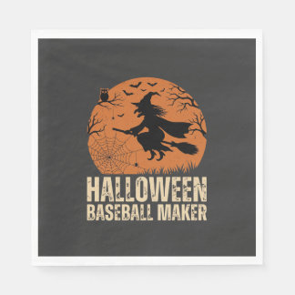 Halloween Baseball Maker Vintage Witch Graphic Napkin