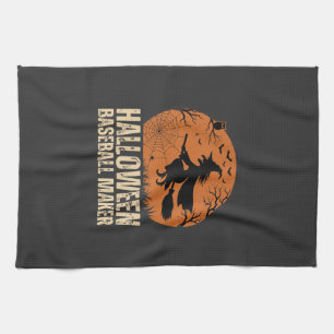 Halloween Baseball Maker Vintage Witch Graphic Tea Towel