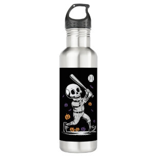 Halloween Baseball Skeleton Hitting 710 Ml Water Bottle
