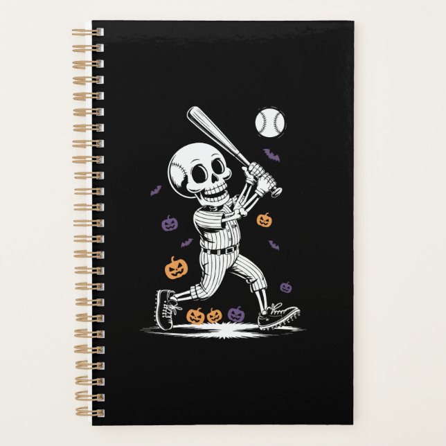 Halloween Baseball Skeleton Hitting Planner (Front)