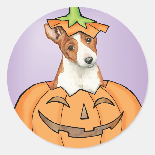 Halloween Basenji Classic Round Sticker (Front)