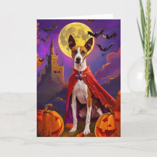 Halloween Basenji Dog Pumpkins Scary  Card