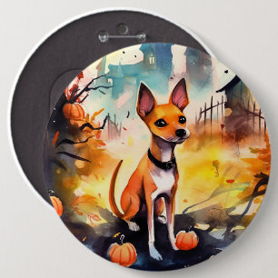 Halloween Basenji With Pumpkins Scary 6 Cm Round Badge