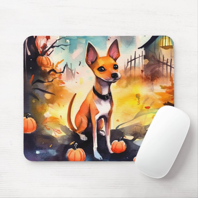 Halloween Basenji With Pumpkins Scary  Mouse Mat (With Mouse)