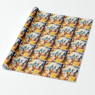 Halloween Basenji With Pumpkins Scary  Wrapping Paper