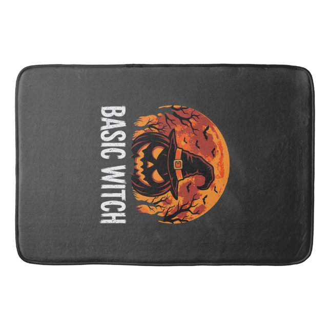 Halloween Basic Witch Pumpkin Moon Graphic Bath Mat (Front)