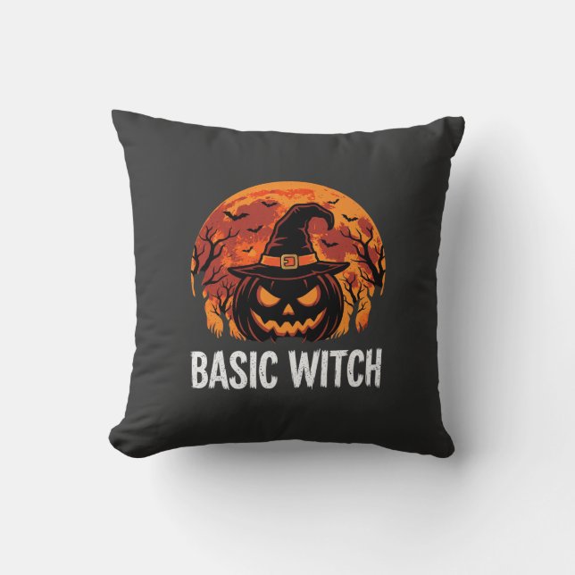 Halloween Basic Witch Pumpkin Moon Graphic Cushion (Front)