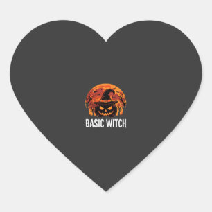 Halloween Basic Witch Pumpkin Moon Graphic Heart Sticker