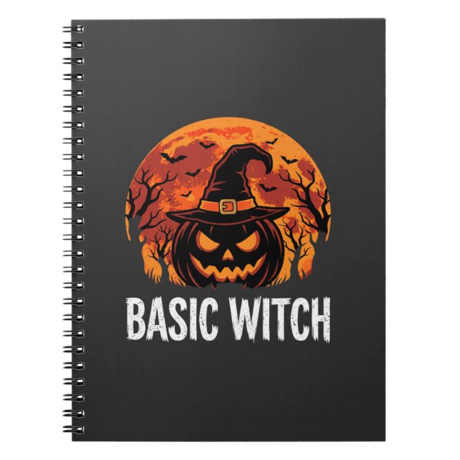 Halloween Basic Witch Pumpkin Moon Graphic Notebook (Front)