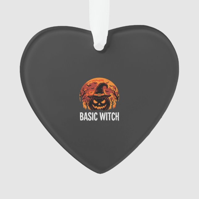 Halloween Basic Witch Pumpkin Moon Graphic Ornament (Front)