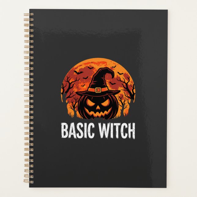 Halloween Basic Witch Pumpkin Moon Graphic Planner (Front)