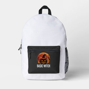 Halloween Basic Witch Pumpkin Moon Graphic Printed Backpack