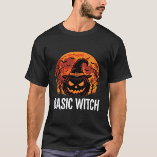 Halloween Basic Witch Pumpkin Moon Graphic T-Shirt