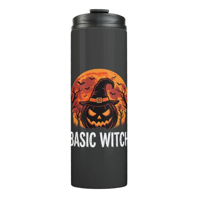 Halloween Basic Witch Pumpkin Moon Graphic Thermal Tumbler (Front)