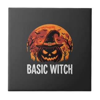Halloween Basic Witch Pumpkin Moon Graphic Tile