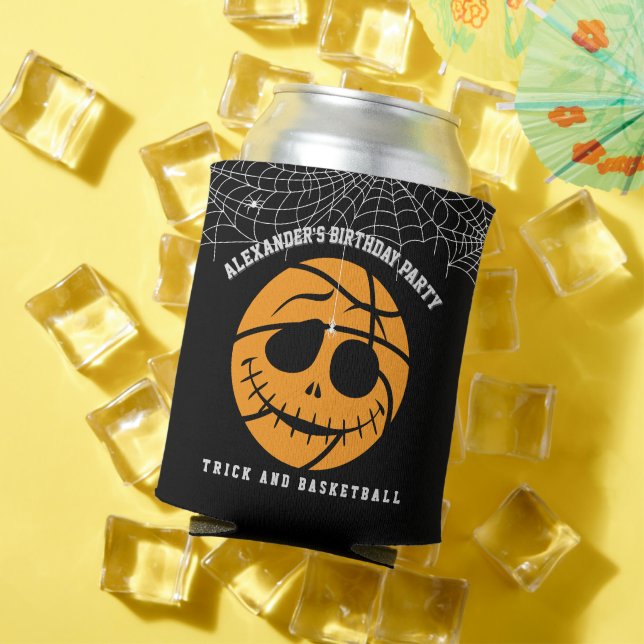 Halloween Basket Ball Trick or Basketball Birthday Can Cooler (In Situ Summer)