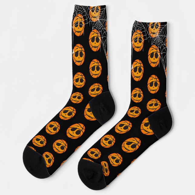 Halloween Basket Ball Trick or Basketball Gift Socks (Left)