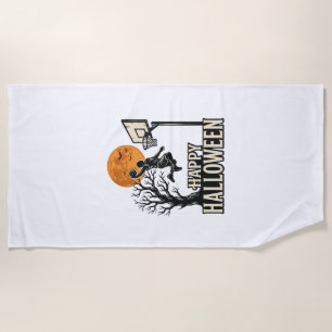 Halloween Basketball Happy Halloween Vintage Sport Beach Towel