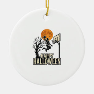 Halloween Basketball Happy Halloween Vintage Sport Ceramic Tree Decoration