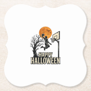 Halloween Basketball Happy Halloween Vintage Sport Paper Coaster