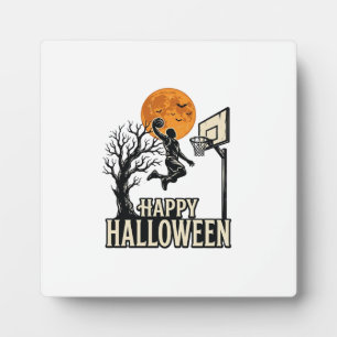 Halloween Basketball Happy Halloween Vintage Sport Plaque