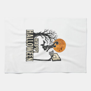 Halloween Basketball Happy Halloween Vintage Sport Tea Towel