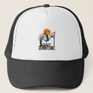 Halloween Basketball Happy Halloween Vintage Sport Trucker Hat
