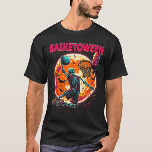 Halloween Basketball Skeleton Player Spooky Basket T-Shirt