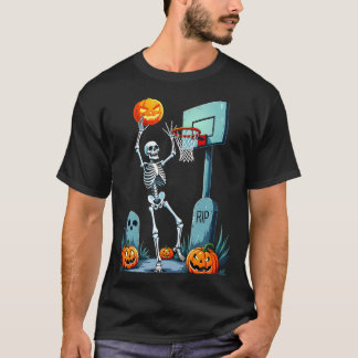 Halloween Basketball Skeleton Pumpkin T-Shirt