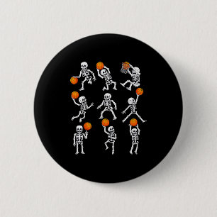 Halloween Basketball Skeletons Dunking Dribble Boy 6 Cm Round Badge