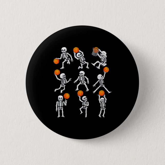 Halloween Basketball Skeletons Dunking Dribble Boy 6 Cm Round Badge (Front)