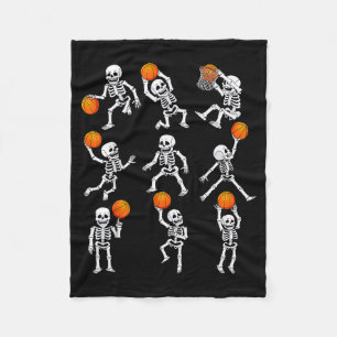 Halloween Basketball Skeletons Dunking Dribble Boy Fleece Blanket