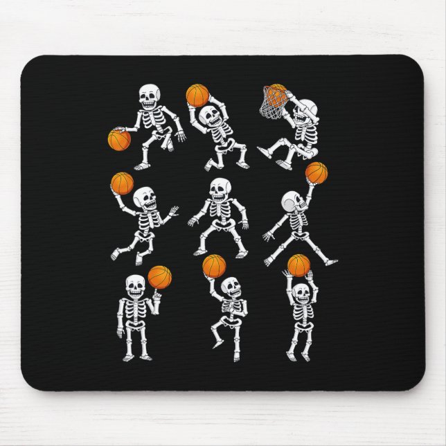 Halloween Basketball Skeletons Dunking Dribble Boy Mouse Mat (Front)