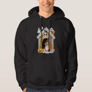 Halloween Basset Hound Dog Witch Haunted House Hoodie