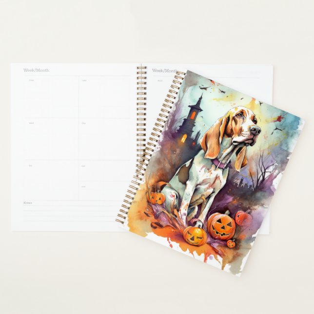Halloween Basset Hound With Pumpkins Scary  Planner (Display)