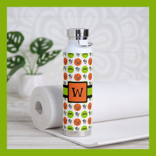 Halloween Bat and “Eek” Pattern Custom Initial Water Bottle