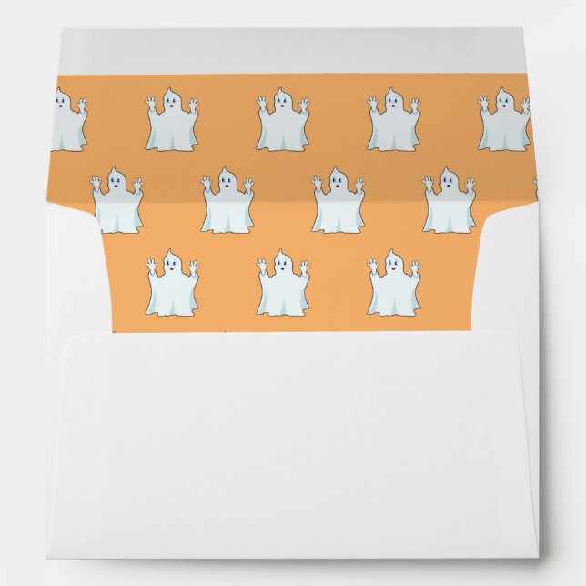 Halloween Bat and Ghost Pattern on Orange Envelope (Back (Bottom))