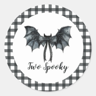 Halloween Bat Bow Two Spooky 2nd Birthday Classic Round Sticker