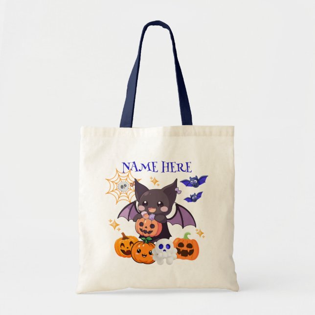 Halloween Bat Candy Tote Bag v2 (Front)
